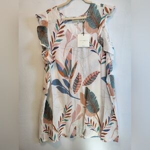 NWT Cynthia Rowley Floral Dress 100% Linen Size 2X